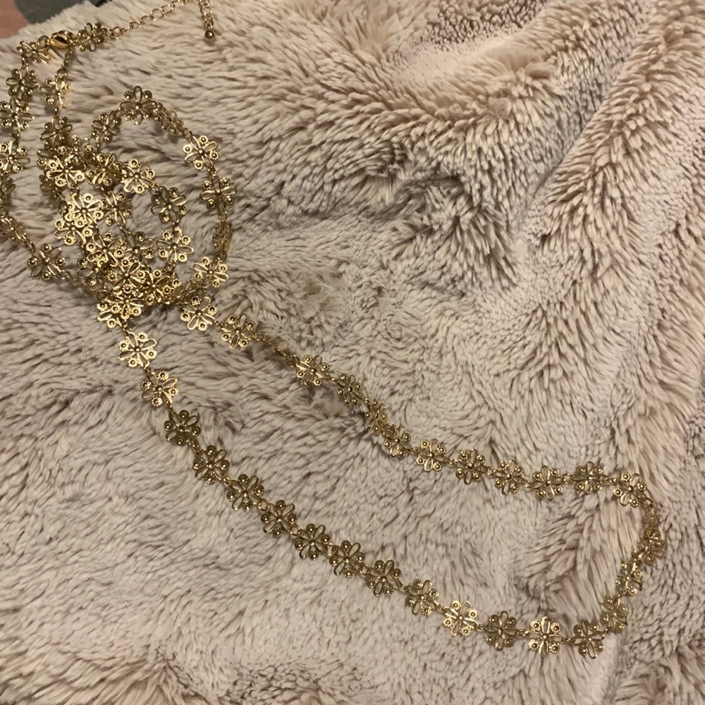 Gold Flower Long Necklace